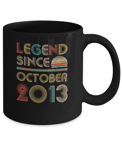 Legend Since October 2013 Vintage 8th Birthday Gifts Youth Mug-Coffee Mug-11oz Mug-Black