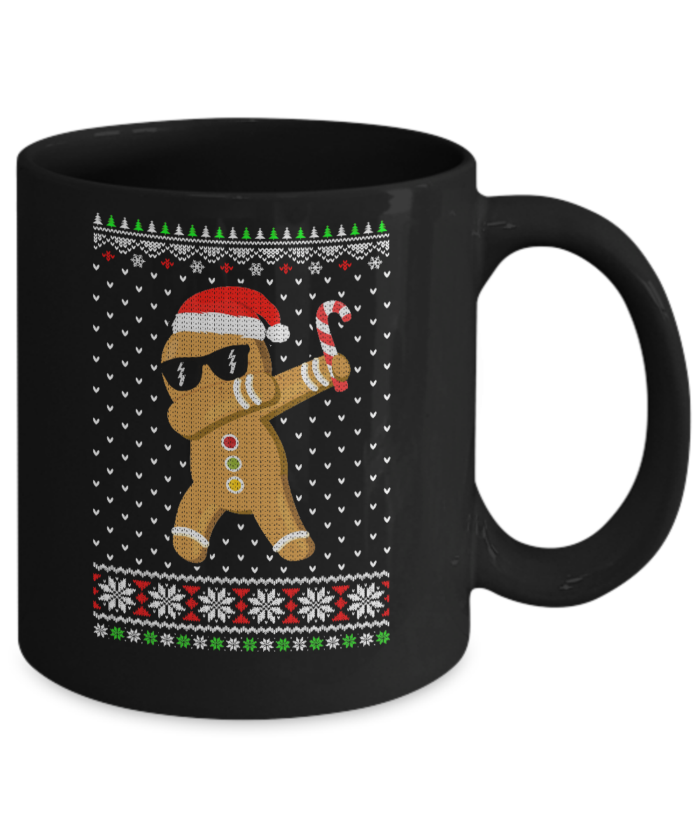 Dabbing Gingerbread Man Ugly Christmas Sweater Mug-Coffee Mug-11oz Mug-Black