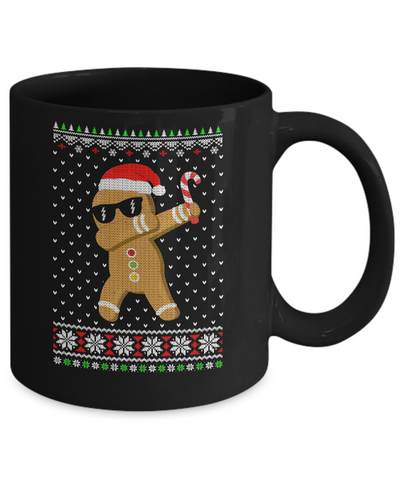 Dabbing Gingerbread Man Ugly Christmas Sweater Mug-Coffee Mug-11oz Mug-Black