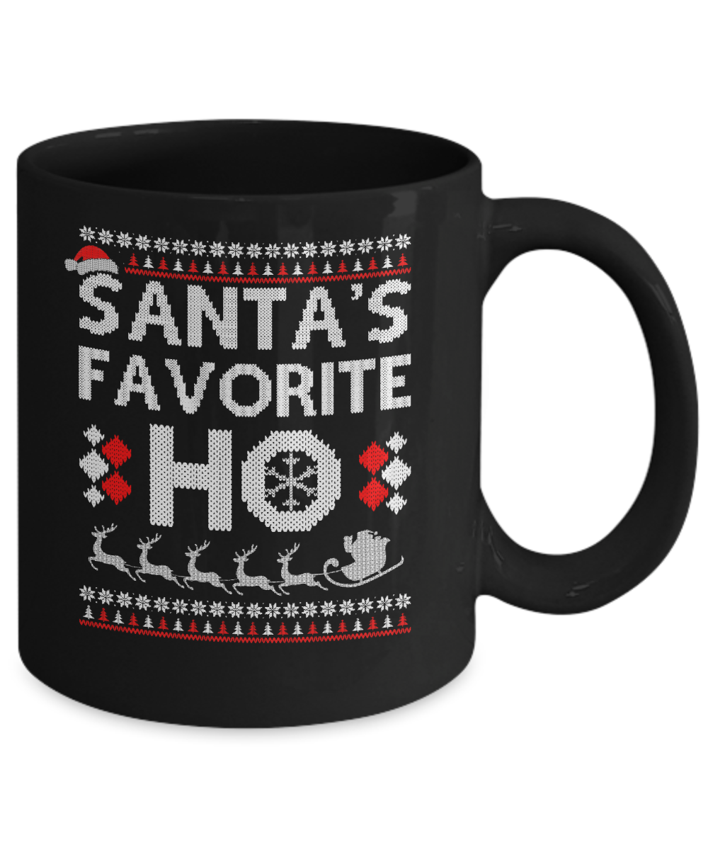 Santa's Favorite Ho Funny Ugly Sweater Christmas Mug-Coffee Mug-11oz Mug-Black