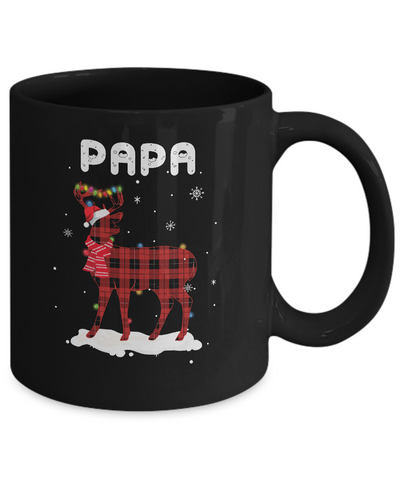 Papa Deer Red Plaid Christmas Family Matching Pajamas Mug-Coffee Mug-11oz Mug-Black