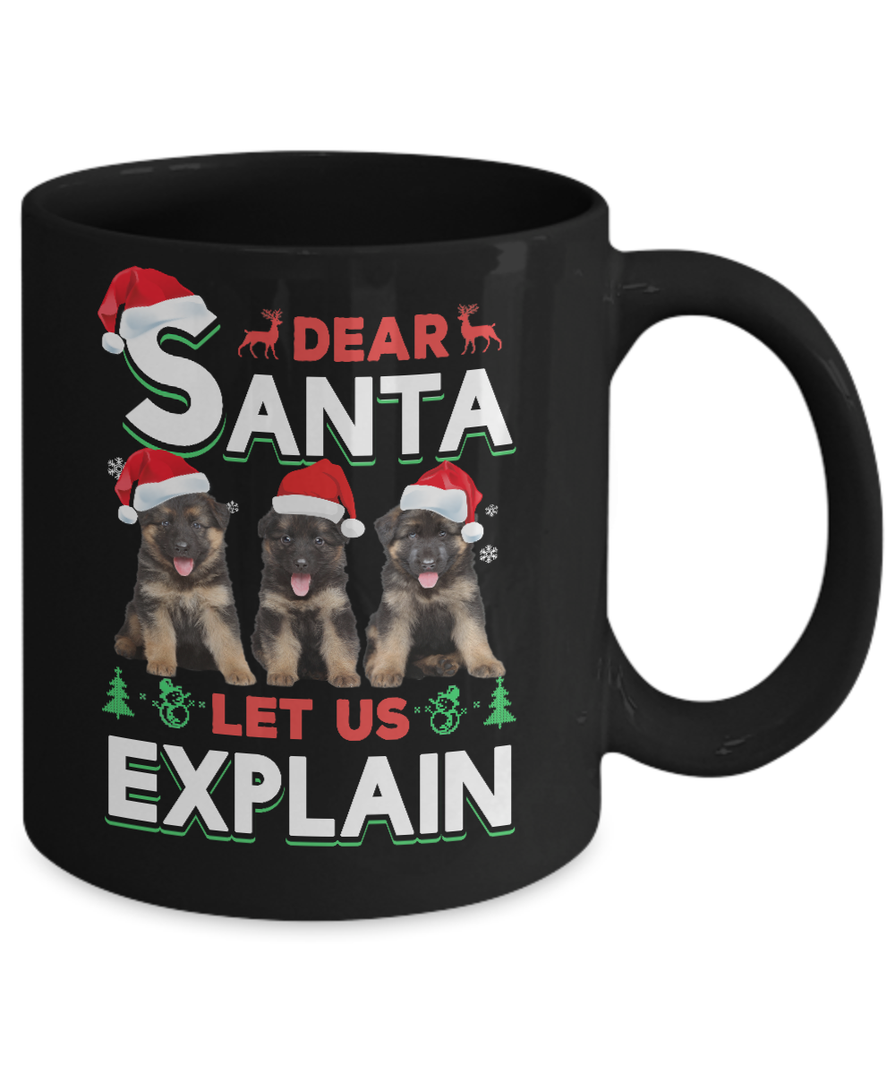 Dear Santa Funny German Shepherd Puppies Christmas Gift Mug-Coffee Mug-11oz Mug-Black