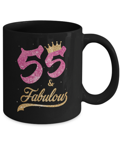 55 And Fabulous 1966 55th Birthday Gift Mug-Coffee Mug-11oz Mug-Black