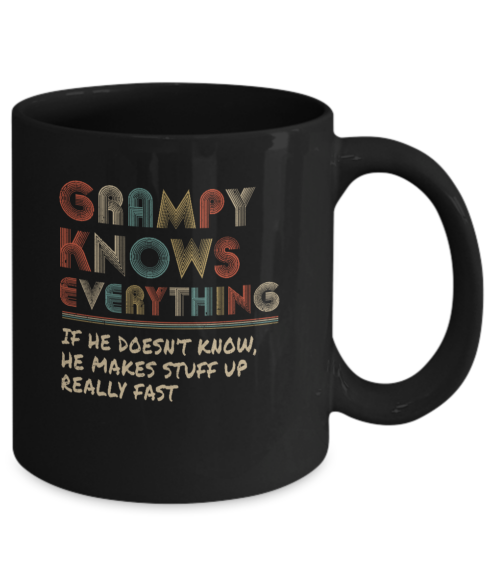 Grampy Know Everything Vintage Grampy Father's Day Gift Mug-Coffee Mug-11oz Mug-Black