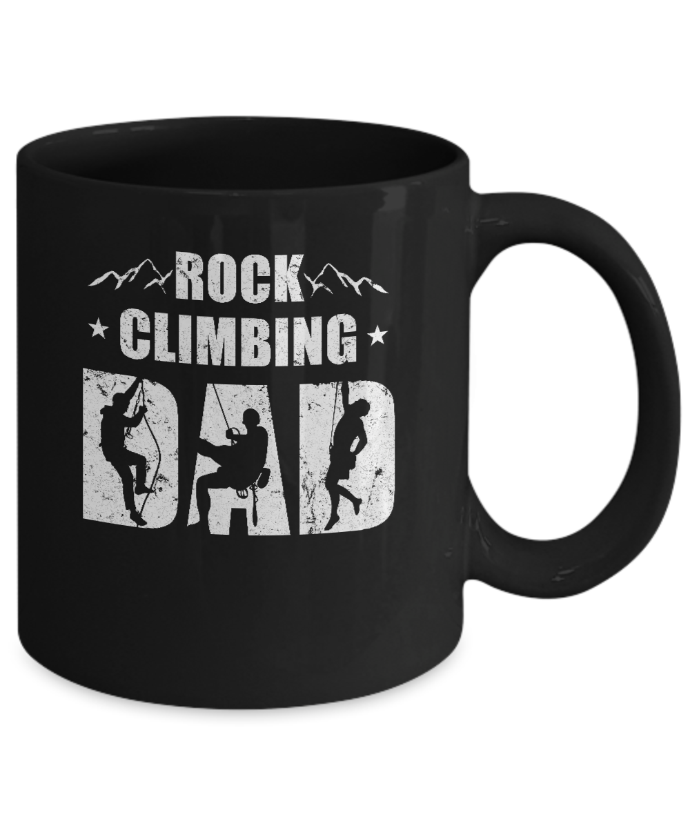 Rock Climbing Dad Distressed Mountain Climber Fathers Day Mug-Coffee Mug-11oz Mug-Black