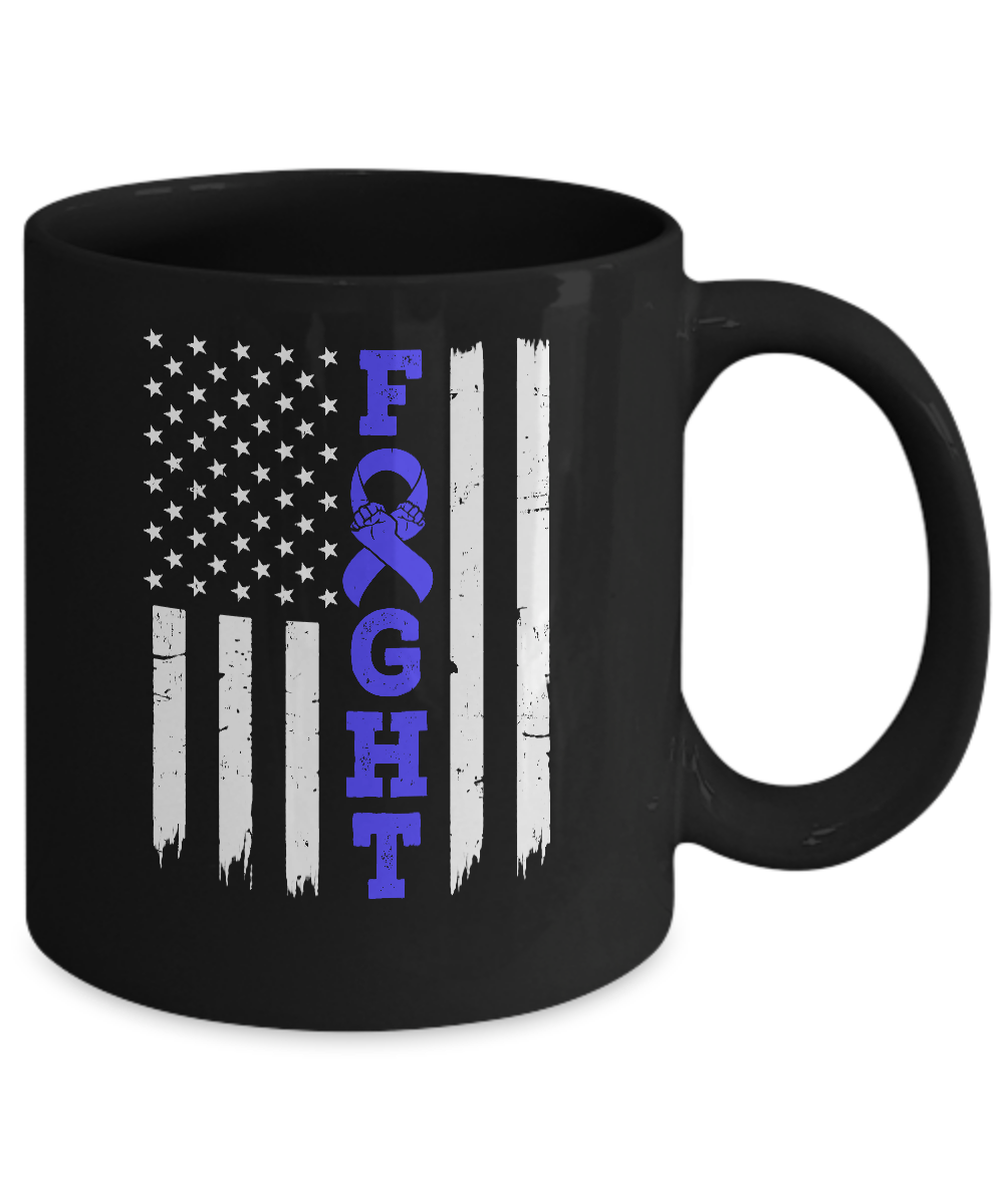 Prostate Colon Cancer Awareness American Flag Distressed Mug-Coffee Mug-11oz Mug-Black
