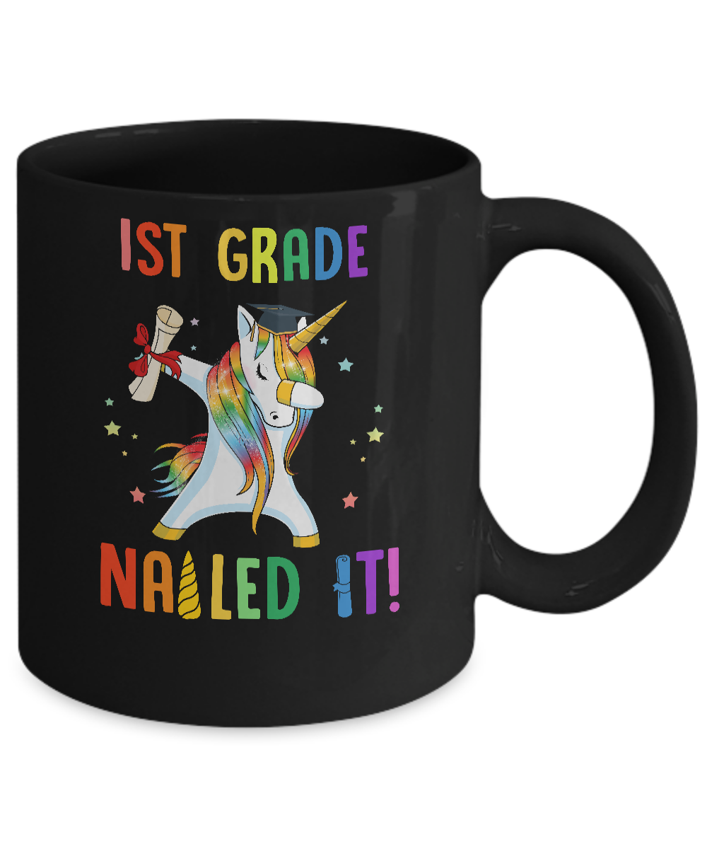 Dabbing 1st Grade Unicorn Nailed It Graduation Class Of 2021 Youth Mug-Coffee Mug-11oz Mug-Black