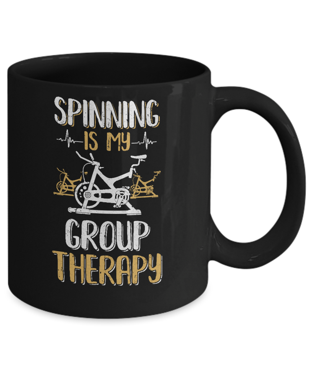 Fitness Gym Mom Spinning Is My Group Therapy Mug-Coffee Mug-11oz Mug-Black