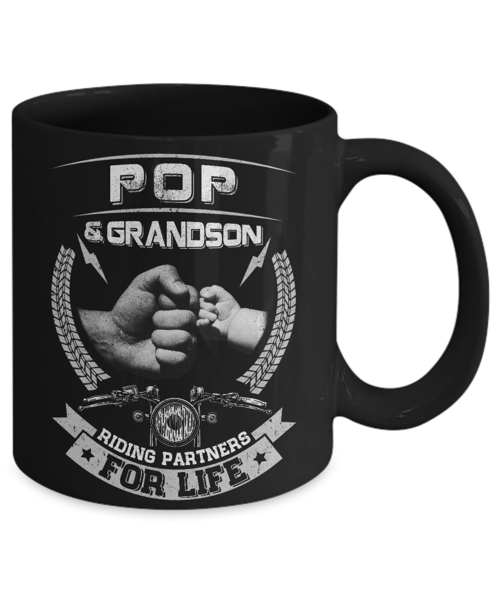 Motocross Pop And Grandson Riding Partners For Life Mug-Coffee Mug-11oz Mug-Black
