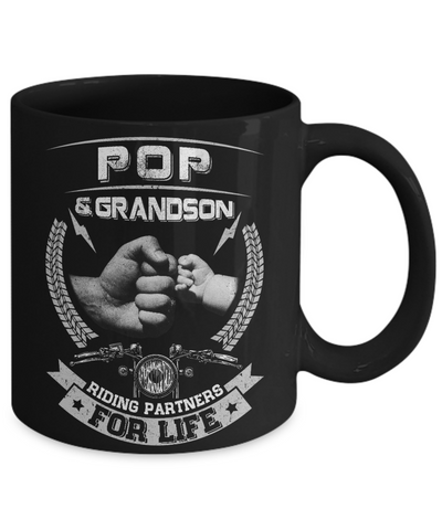 Motocross Pop And Grandson Riding Partners For Life Mug-Coffee Mug-11oz Mug-Black