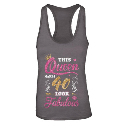 This Queen Makes 40 Look Fabulous 1981 40th Birthday-T-Shirt & Tank Top-Women's Ideal Racerback Tank-Dark Grey