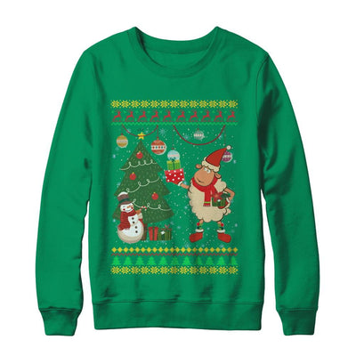 Funny Sheep Lamb Christmas Cute Family Ugly Sweater-T-Shirt & Sweatshirt-Crewneck Sweatshirt-Irish Green