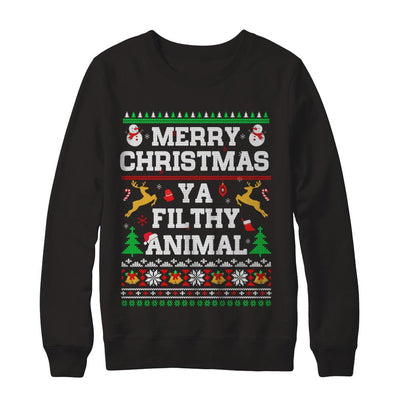 Merry Christmas Filthy Animal Ugly Sweater-T-Shirt & Sweatshirt-Crewneck Sweatshirt-Black