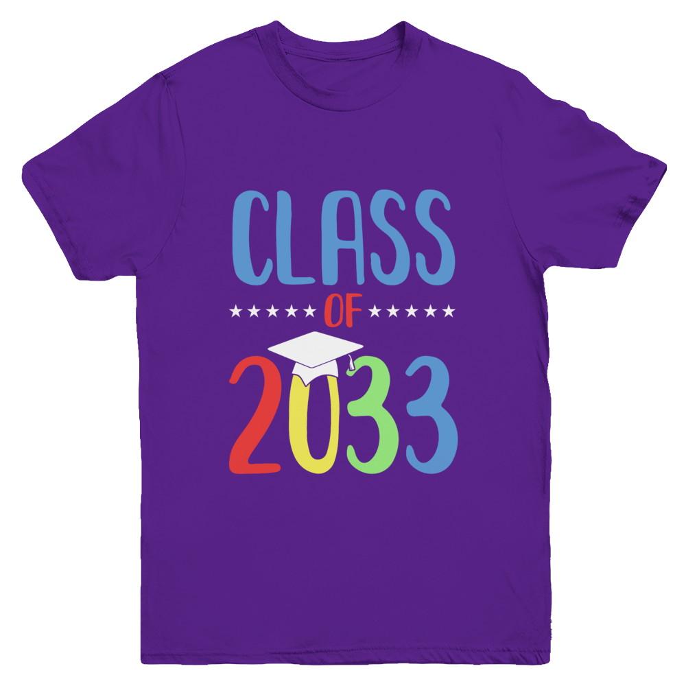 Grow With Me First Day Of School Class Of 2033 Youth-Youth Shirt-Youth T-Shirt-Purple