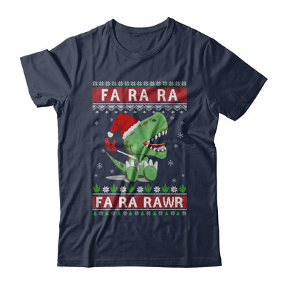 Fa La La Fa Ra Rawr T-Rex Dinosaur Ugly Christmas Sweater-T-Shirt & Sweatshirt-Classic T-Shirt-Navy