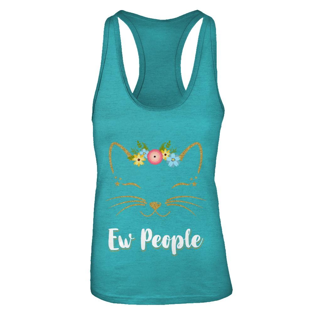 Ew People Kitty Cat-T-Shirt & Tank Top-Women's Ideal Racerback Tank-Tahiti Blue