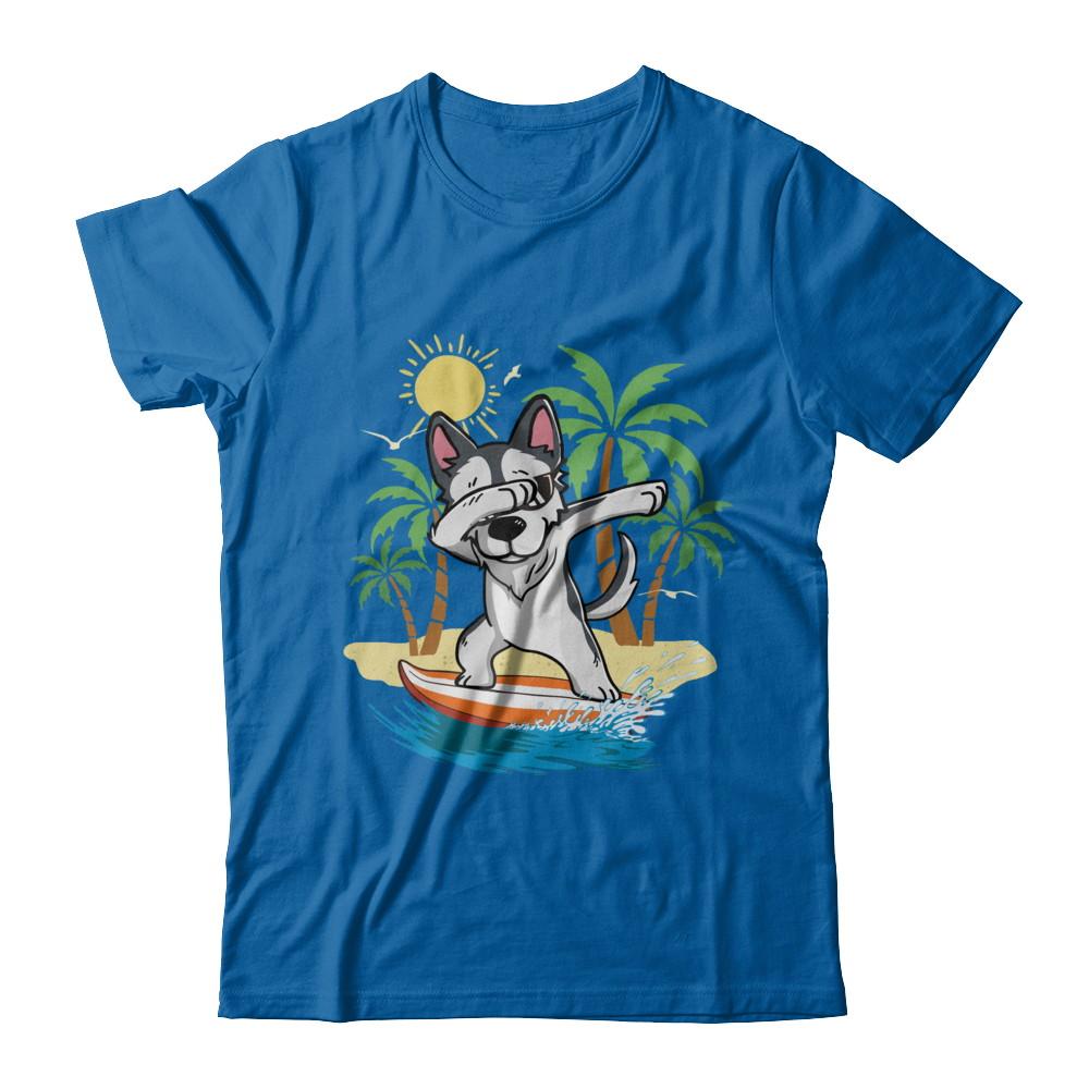Summer Vacation Dabbing Husky Surfing Surfboard Gift-T-Shirt & Hoodie-Classic T-Shirt-Royal