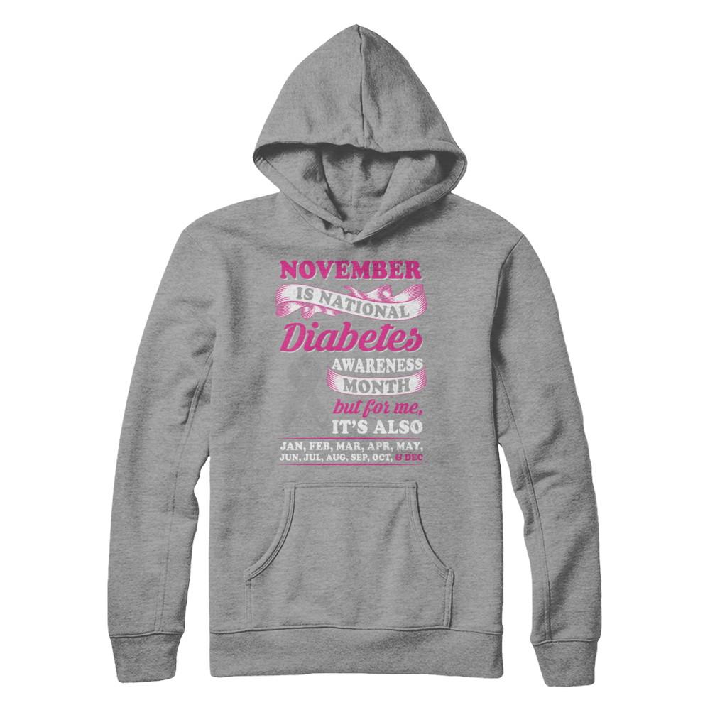 November Is National Diabetes Awareness Month-T-Shirt & Hoodie-Pullover Hoodie-Sport Grey