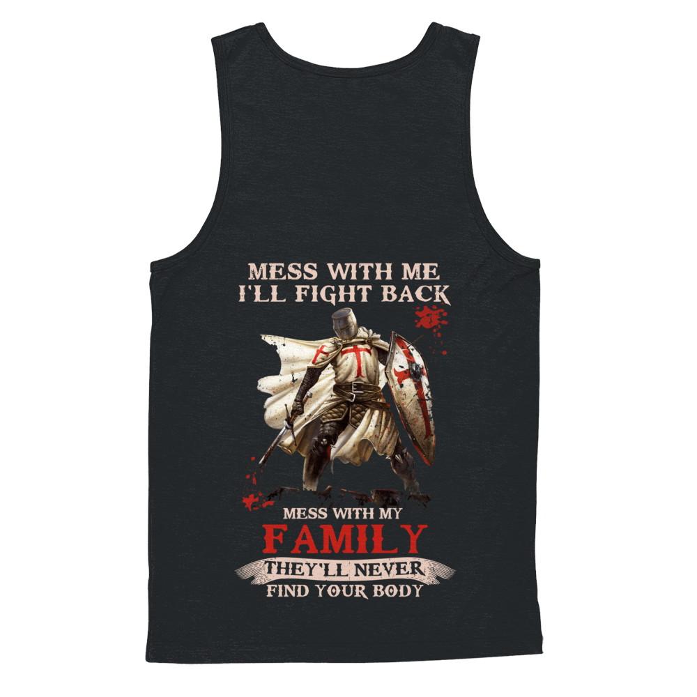 Knight American Mess With Me I'll Fight Back Mess With My Family-T-Shirt & Hoodie-Unisex Tank-Black