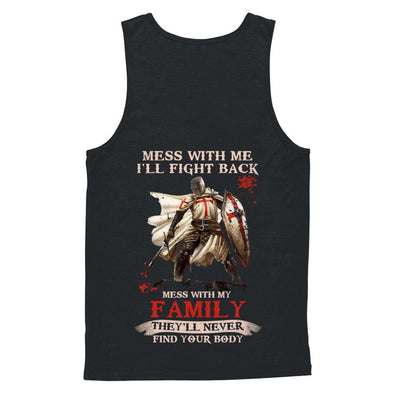 Knight American Mess With Me I'll Fight Back Mess With My Family-T-Shirt & Hoodie-Unisex Tank-Black