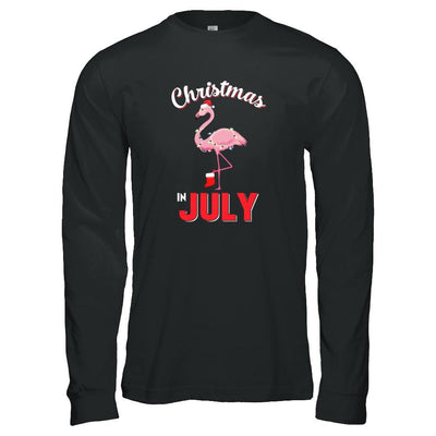 Funny Party X-Mas Flamingo Christmas In July-T-Shirt & Tank Top-Long Sleeve T-Shirt-Black