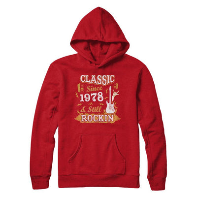Vintage Classic Since 1978 With Rockin 43th Birthday-T-Shirt & Hoodie-Pullover Hoodie-Red