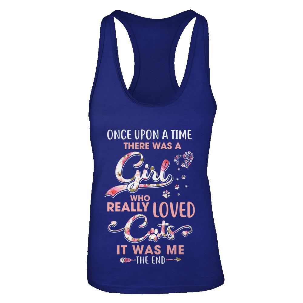 Once Upon A Time There Was A Girl Who Really Loved Cats-T-Shirt & Tank Top-Women's Ideal Racerback Tank-Royal