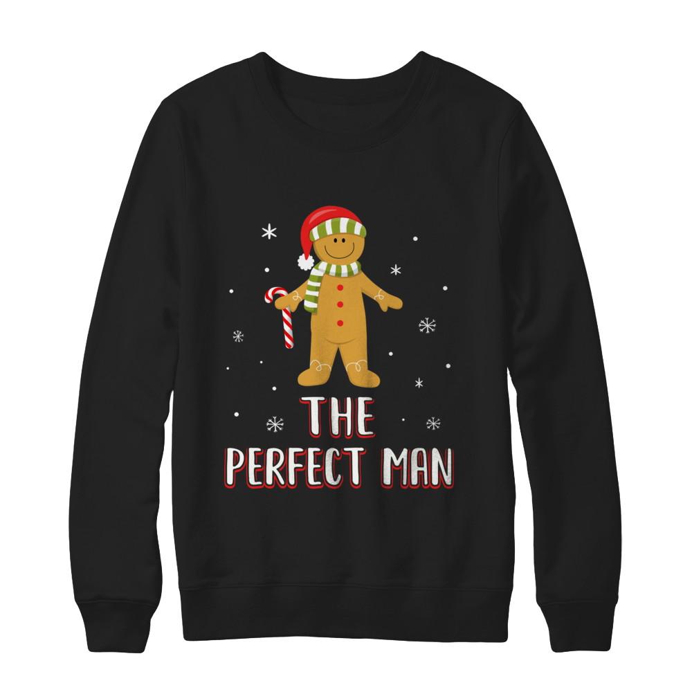 The Perfect Man Gingerbread Funny Pajama Christmas-T-Shirt & Sweatshirt-Crewneck Sweatshirt-Black