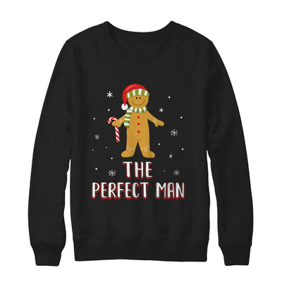 The Perfect Man Gingerbread Funny Pajama Christmas-T-Shirt & Sweatshirt-Crewneck Sweatshirt-Black