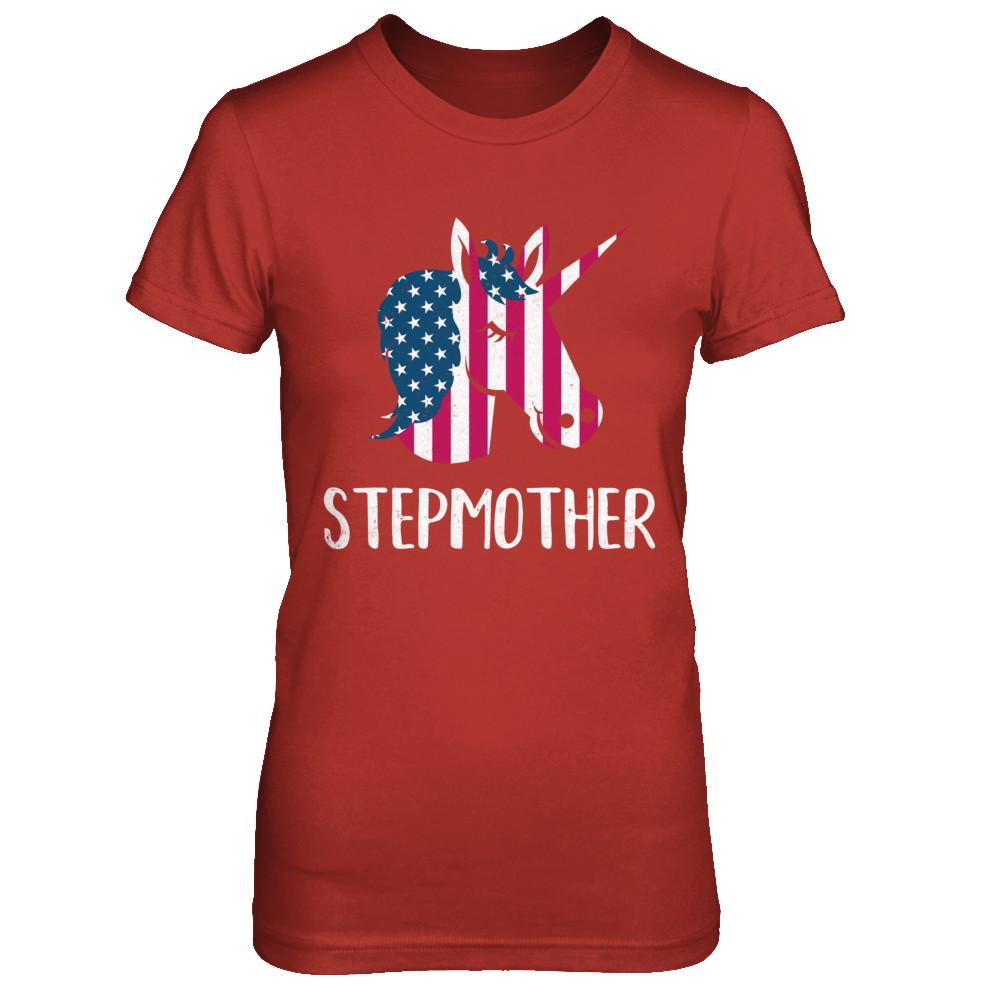 Patriotic Stepmother Unicorn Americorn 4Th Of July-T-Shirt & Hoodie-Women's T-Shirt-Red