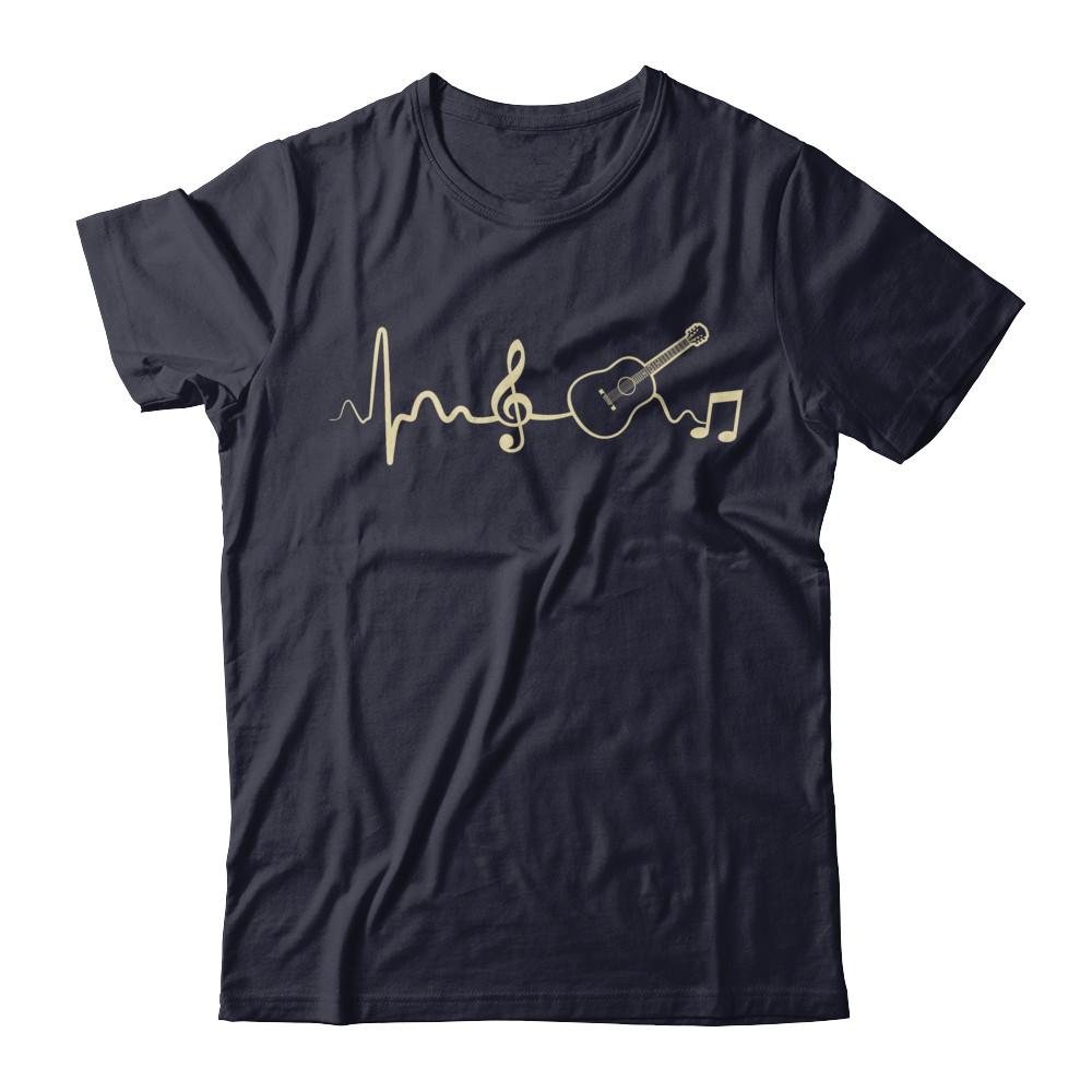Acoustic Guitar Heartbeat-T-Shirt & Hoodie-Premium T-Shirt-Midnight Navy