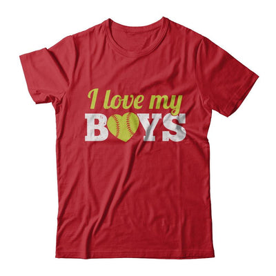 Love My Boys Mom And Dad Softball-T-Shirt & Hoodie-Classic T-Shirt-Red