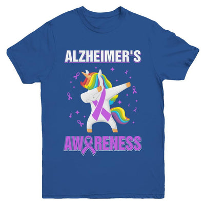 Inspirational Alzheimer's Awareness Unicorn Support Youth-Youth Shirt-Youth T-Shirt-Royal