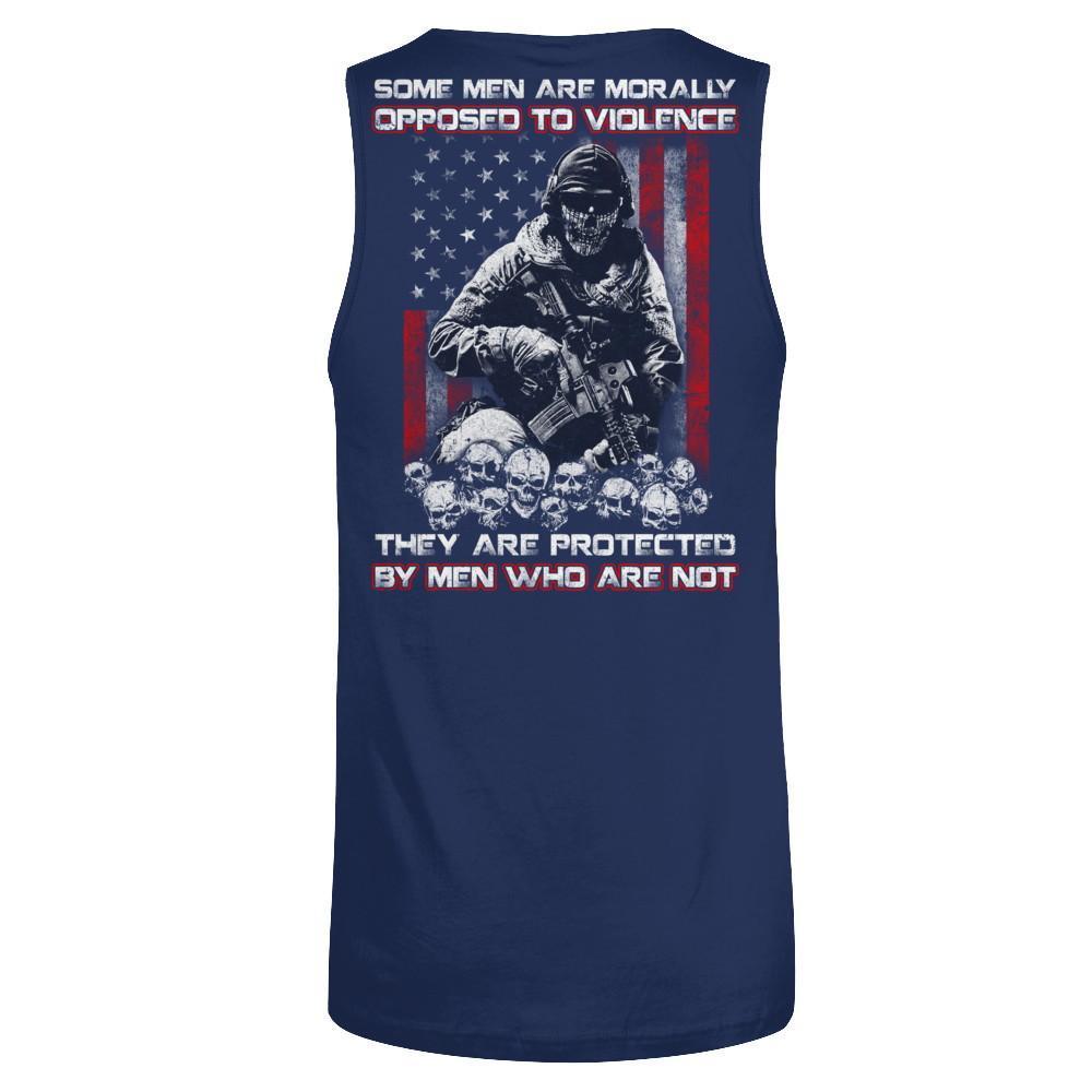 Veteran Men Opposed To Violence They Are Protected By Men Who Are Not-T-Shirt & Hoodie-Unisex Tank-Navy