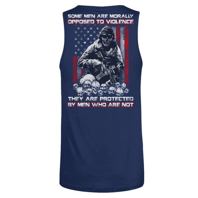 Veteran Men Opposed To Violence They Are Protected By Men Who Are Not-T-Shirt & Hoodie-Unisex Tank-Navy