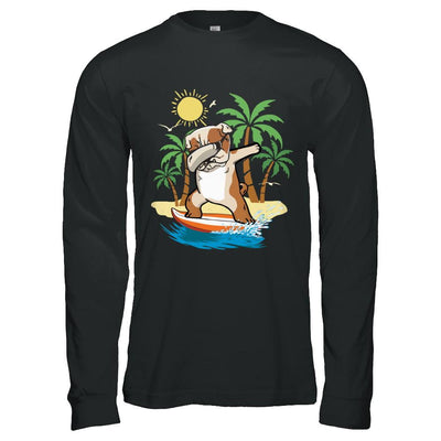 Summer Vacation Dabbing Bulldog Surfing Surfboard Gift-T-Shirt & Hoodie-Long Sleeve T-Shirt-Black
