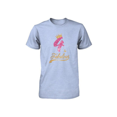 4Th And Fabulous Four Birthday Youth-Youth Shirt-Youth T-Shirt-Blue Triblend