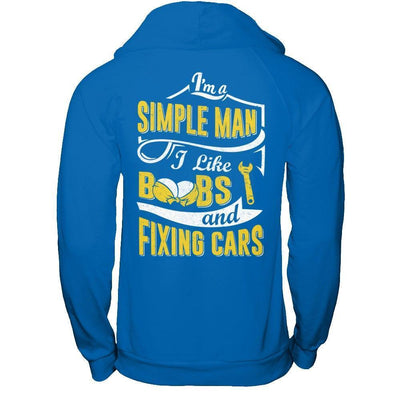 I'm A Simple Man I Like Boobs And Fixing Cars-T-Shirt & Hoodie-Pullover Hoodie-Royal