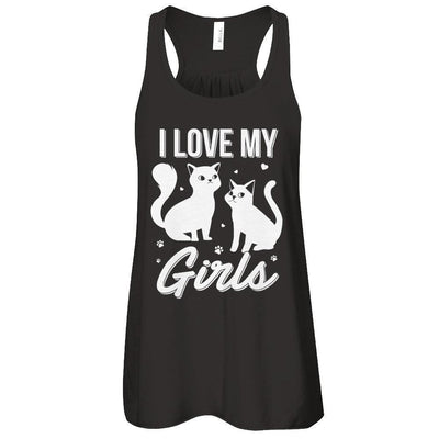 I Love My Girls Funny Cats Lover-T-Shirt & Tank Top-Women's Flowy Racerback Tank-Black