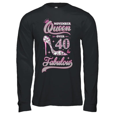 November Queen 40 And Fabulous 1981 40th Years Old Birthday-T-Shirt & Hoodie-Long Sleeve T-Shirt-Black