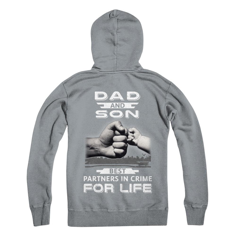 Dad And Son Best Partners In Crime For Life-T-Shirt & Hoodie-Pullover Hoodie-Light Steel