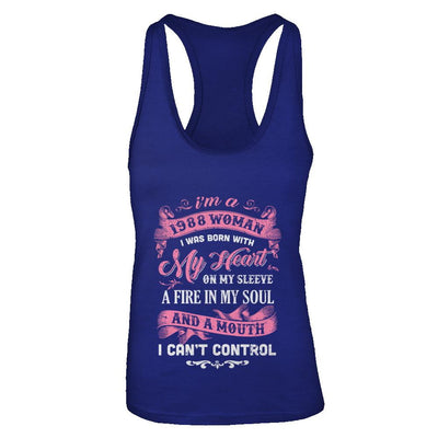 Vintage 1988 Woman 33 Birthday I Was Born With My Heart-T-Shirt & Tank Top-Women's Ideal Racerback Tank-Royal