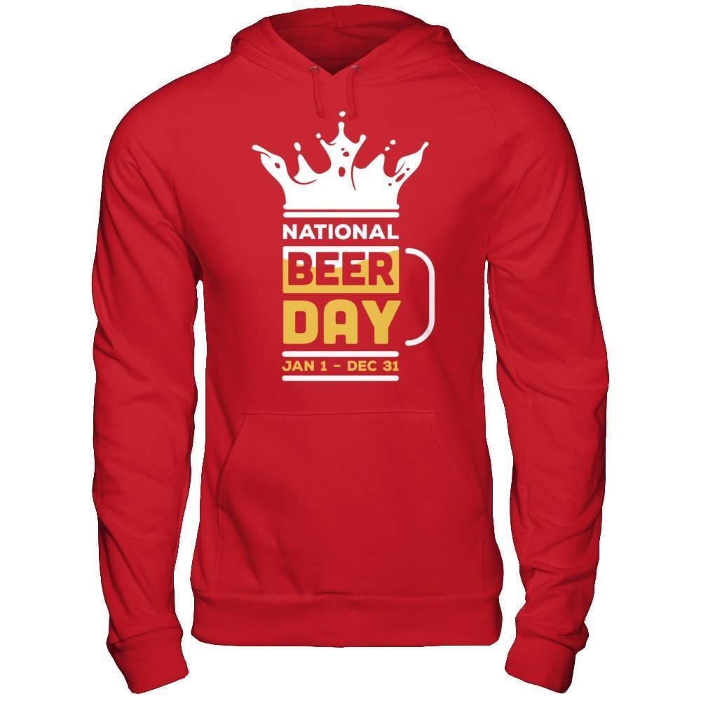 National Beer Day Jan 1 Dec 31-T-Shirt & Hoodie-Pullover Hoodie-Red