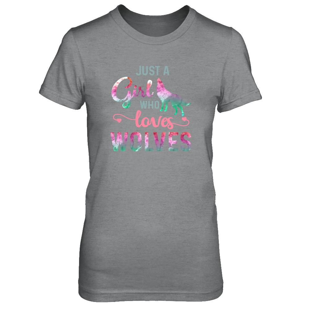 Just A Girl Who Loves Wolves Wolf Lover-T-Shirt & Tank Top-Women's T-Shirt-Sport Grey