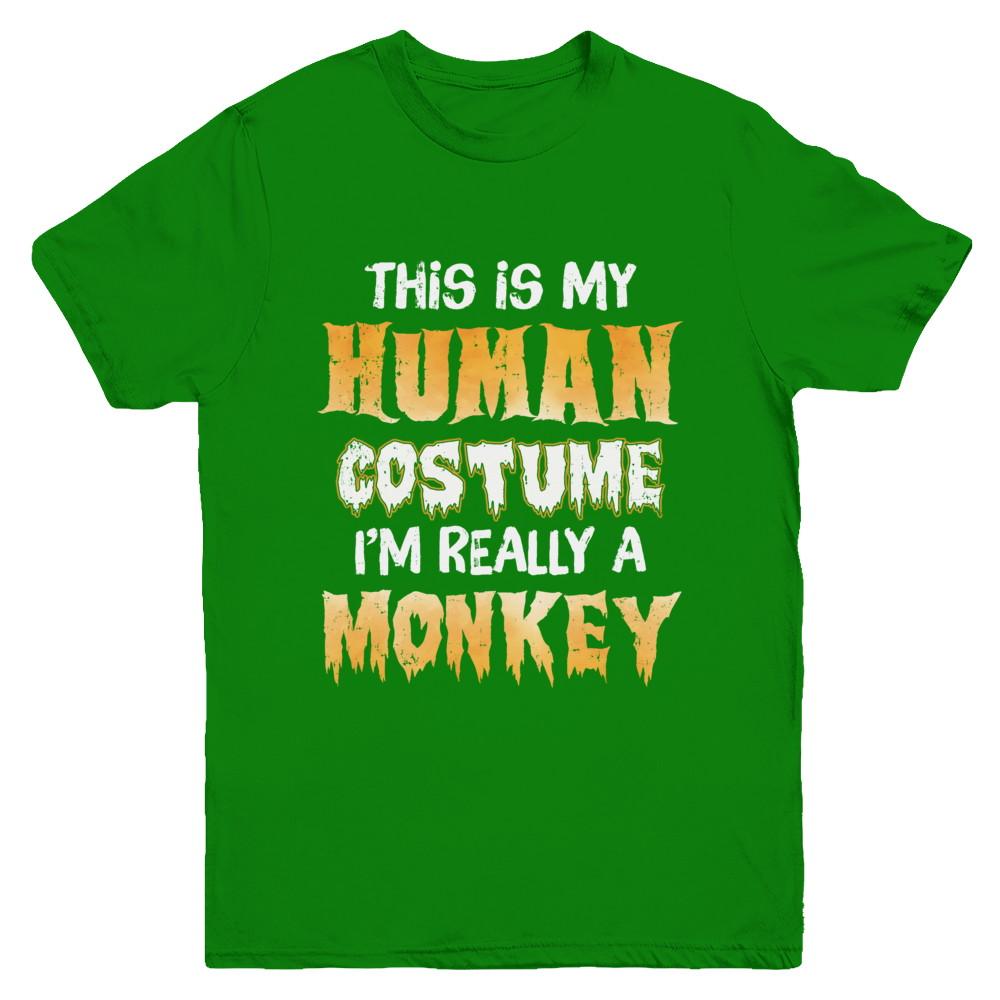 This Is My Human Costume Monkey Halloween Youth-Youth Shirt-Youth T-Shirt-Irish Green
