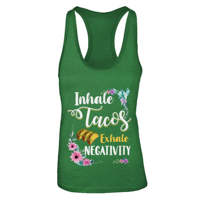 Inhale Tacos Exhale Negativity Tacos-T-Shirt & Tank Top-Women's Ideal Racerback Tank-Kelly Green