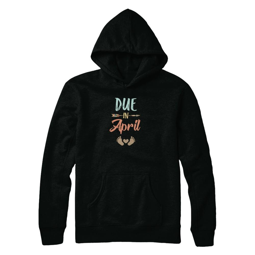 Due Date April 2021 Announcement Mommy Bump Pregnancy-T-Shirt & Tank Top-Pullover Hoodie-Black