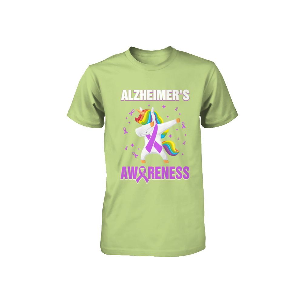 Inspirational Alzheimer's Awareness Unicorn Support Youth-Youth Shirt-Toddler T-Shirt-Key Lime
