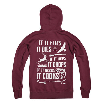 If It Flies If It Hops If It Hooks Funny Hunting Fishing-T-Shirt & Hoodie-Pullover Hoodie-Maroon