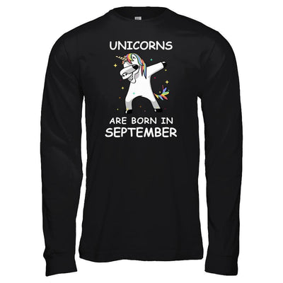 Unicorns Are Born In September Cute Dabbing-T-Shirt & Tank Top-Long Sleeve T-Shirt-Black